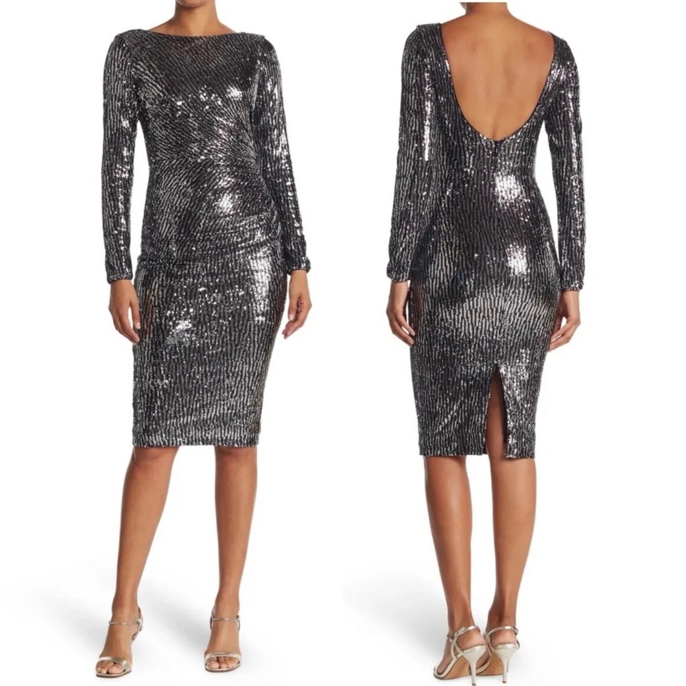 Dress The Population Emilia Sequin Long Sleeve Dress